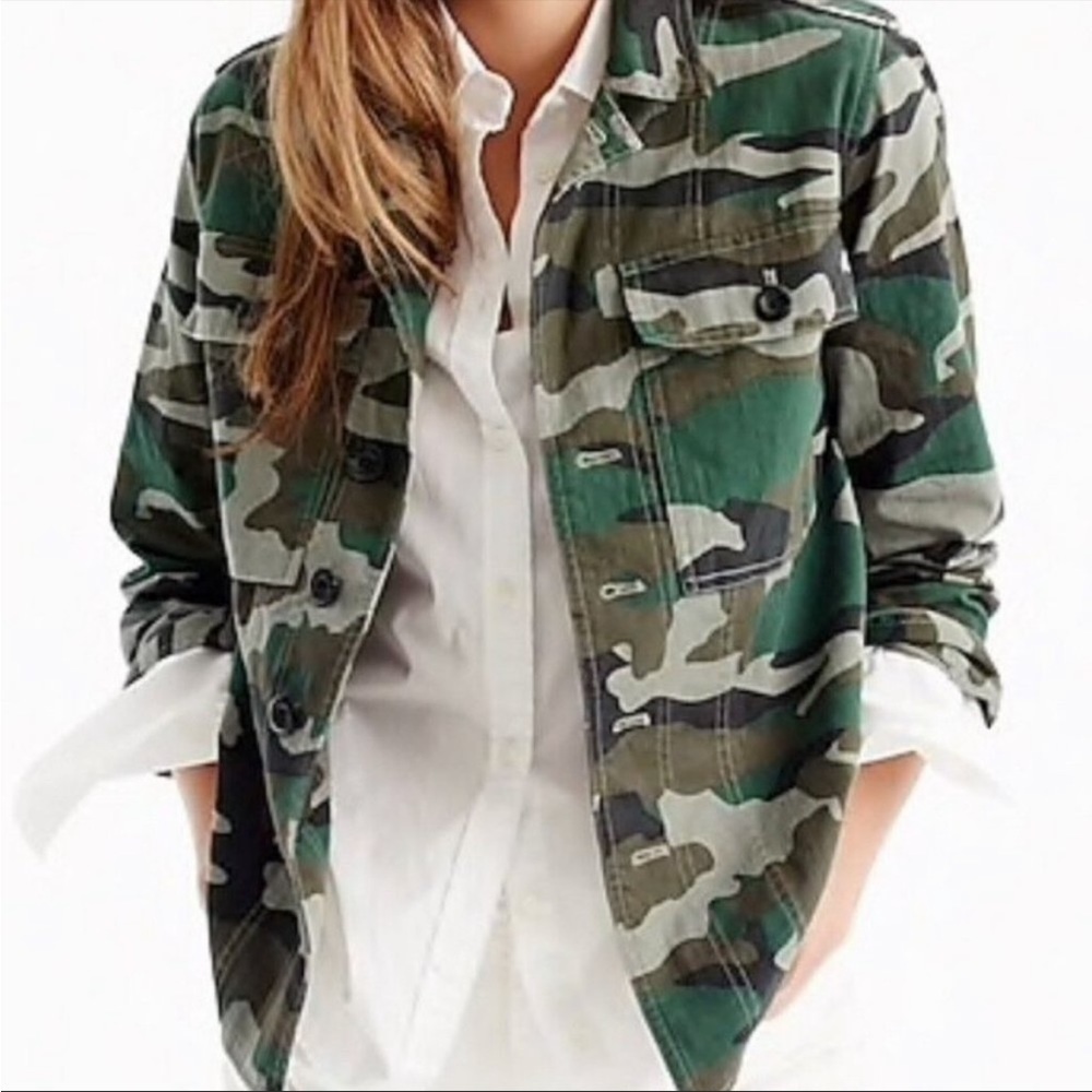 J Crew // Camouflage Utility Shirt Jacket Shacket